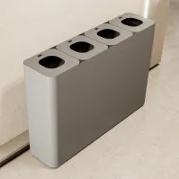 Poubelle grise de tri sélectif 4 flux 60 litres avec pictogrammes magnétiques.