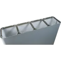 Poubelle grise de tri sélectif 4 flux avec pictogrammes.