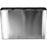Poubelle tri sélectif inox 4 flux avec pictogrammes magnétiques.