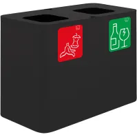 Poubelle tri sélectif 70 litres noire avec pictogrammes magnétiques