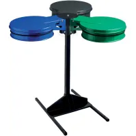 Poteau sur socle à poser pour 3 supports sacs-poubelles