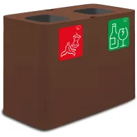 Poubelle tri sélectif 70 litres couleur Corten avec pictogrammes magnétiques