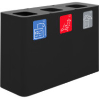 Poubelle tri sélectif 3 flux 100 litres avec pictogrammes magnétiques
