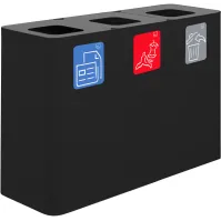 Poubelle tri sélectif 3 flux 100 litres avec pictogrammes magnétiques