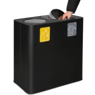 Poubelle tri sélectif 2 flux 100 litres noir avec couvercle basculant
