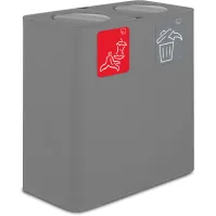 Poubelle 2 flux 100 litres gris avec couvercle basculant