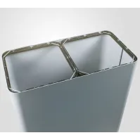 Poubelle 100 litres gris à deux flux avec couvercle basculant vue de profil