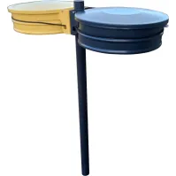 Support sac-poubelle double flux 110L à sceller avec couvercles anthracite et jaune