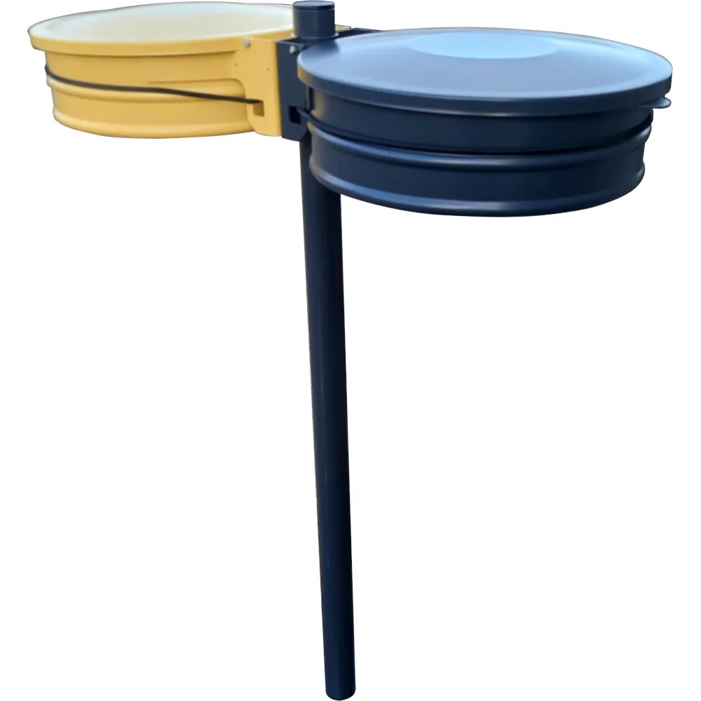 Support sac-poubelle double flux 110L à sceller avec couvercles anthracite et jaune