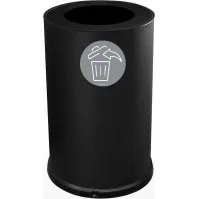 Poubelle ronde design 100 litres noire vue de face avec ouverture ronde