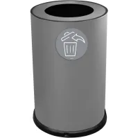 Poubelle ronde 100 litres grise acier design avec couvercle