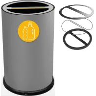 Poubelle tri sélectif gris 100 litres double compartiment acier