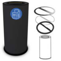 Poubelle tri sélectif 70 litres noire double compartiments acier