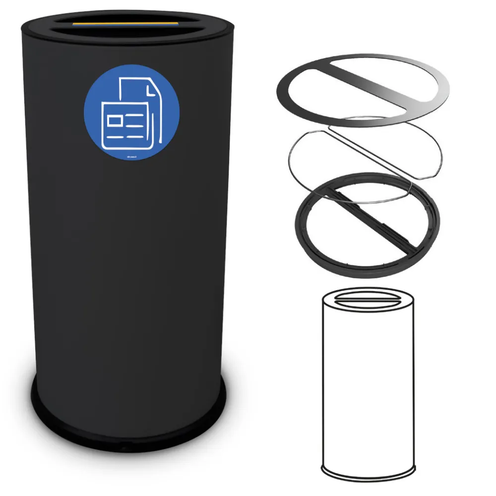 Poubelle tri sélectif 70 litres noire double compartiments acier