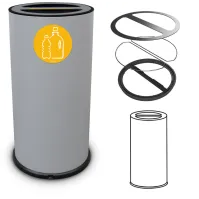 Poubelle tri sélectif 70 litres double compartiment gris acier