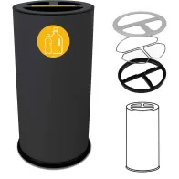 Poubelle tri sélectif 70 litres noire triple compartiments vue de face