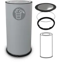 Poubelle design grise 50 litres avec couvercle basculant inox
