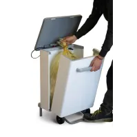 Support de sac poubelle cuisine 90L acier blanc avec pédale