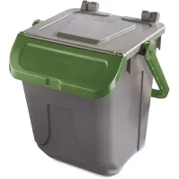 Poubelle 25L verte couvercle basculant anse ergonomique