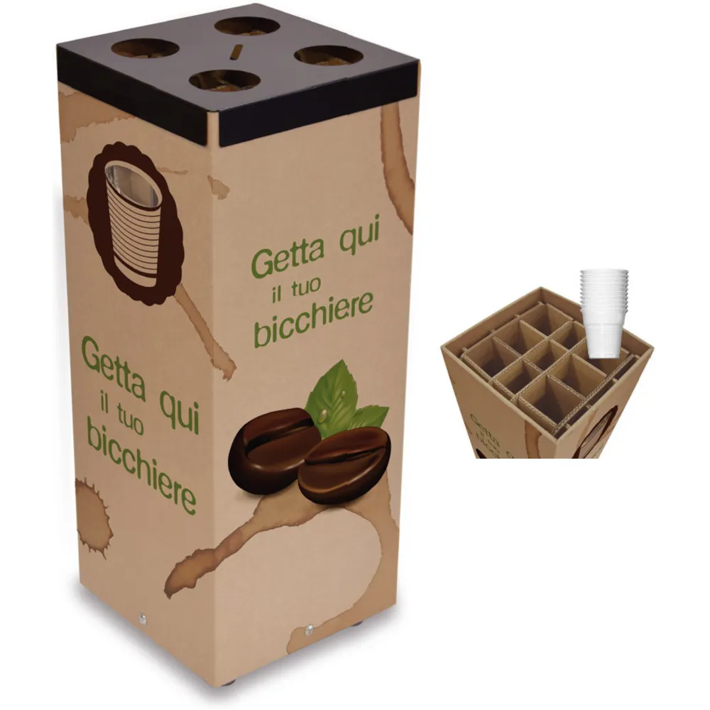Collecteur poubelle carton 70 cm pour tasses café recyclables