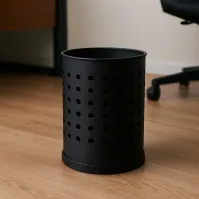 Poubelle perforée noire 15 litres acier bureau design compact