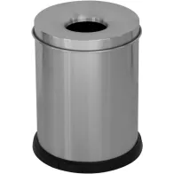 Poubelle antifeu inox 15 litres vue de face bureau