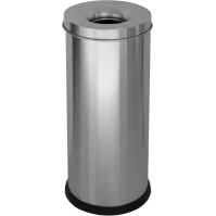 Poubelle antifeu inox 25 litres vue de face bureau