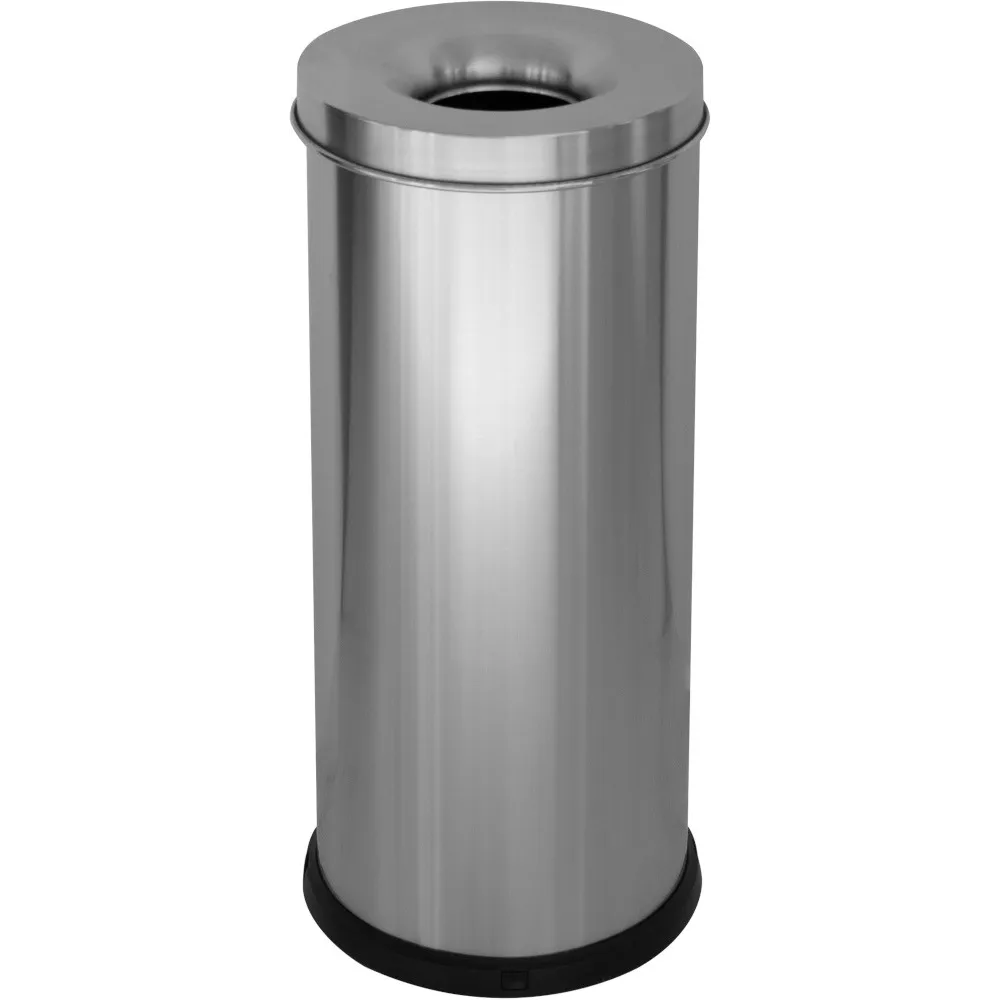 Poubelle antifeu inox 25 litres vue de face bureau