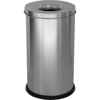 Poubelle auto-extinguible inox 40 litres vue de face bureau