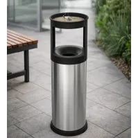 Corbeille cendrier inox 25 litres avec cendrier sable