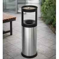 Corbeille cendrier inox 25 litres avec cendrier sable