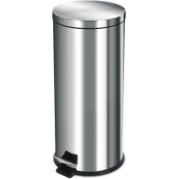 Poubelle à pédale ronde inox 30 litres vue de face