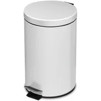 Poubelle à pédale ronde 12 litres blanche avec seau amovible