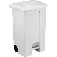 Conteneur pédale 90L couvercle blanc pratique et robuste