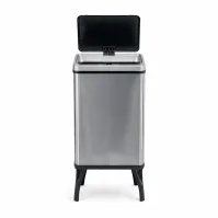 Poubelle cuisine pliable 40 litres inox avec couvercle automatique