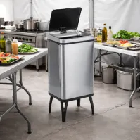 Poubelle cuisine pliable 60 litres acier inoxydable avec capteur