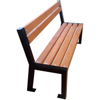 Banc à dossier bois épicéa 162 cm structure métal noire