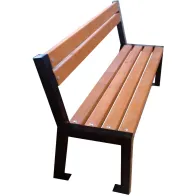 Banc à dossier bois épicéa 162 cm structure métal noire