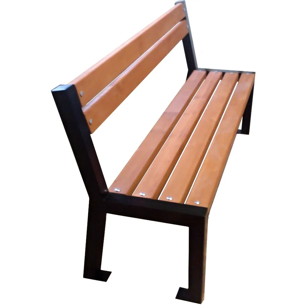 Banc à dossier bois épicéa 162 cm structure métal noire