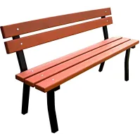 Banc de parc 3 places en châtaigner structure noire