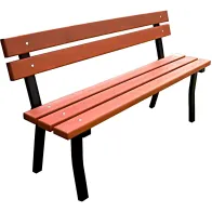 Banc de parc 3 places en châtaigner structure noire