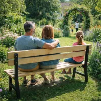 Banc extérieur 3 places en métal noir České lavičky 150 cm
