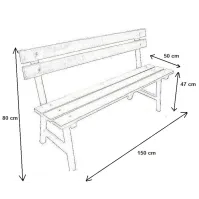 Banc de jardin 3 places České lavičky noir châtaigner 150 cm