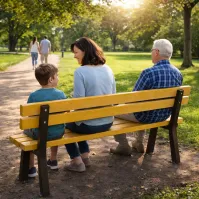 Banc de parc 3 places Pardubice en bois de châtaignier
