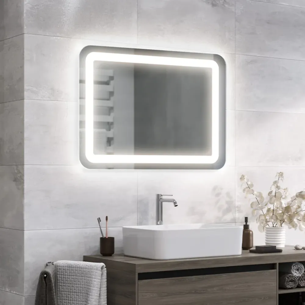 Miroir LED coins arrondies