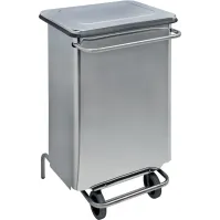 Conteneur mobile a pédale 70 litres inox brillant