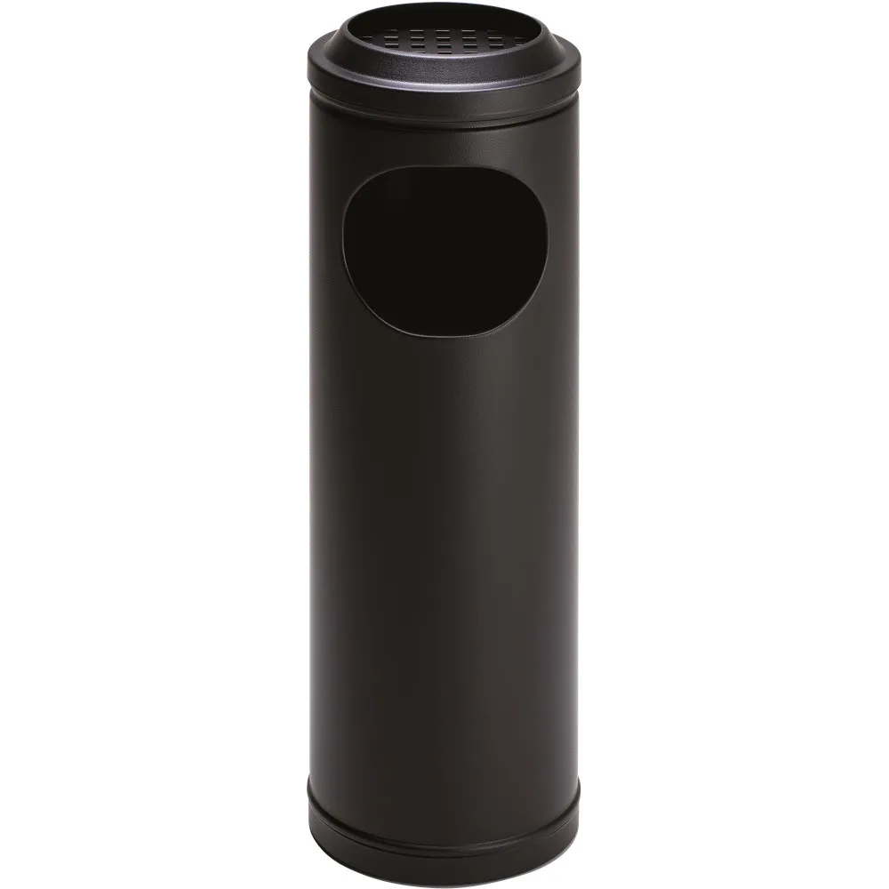 Petit cendrier corbeille acier noir à grille 11 litres